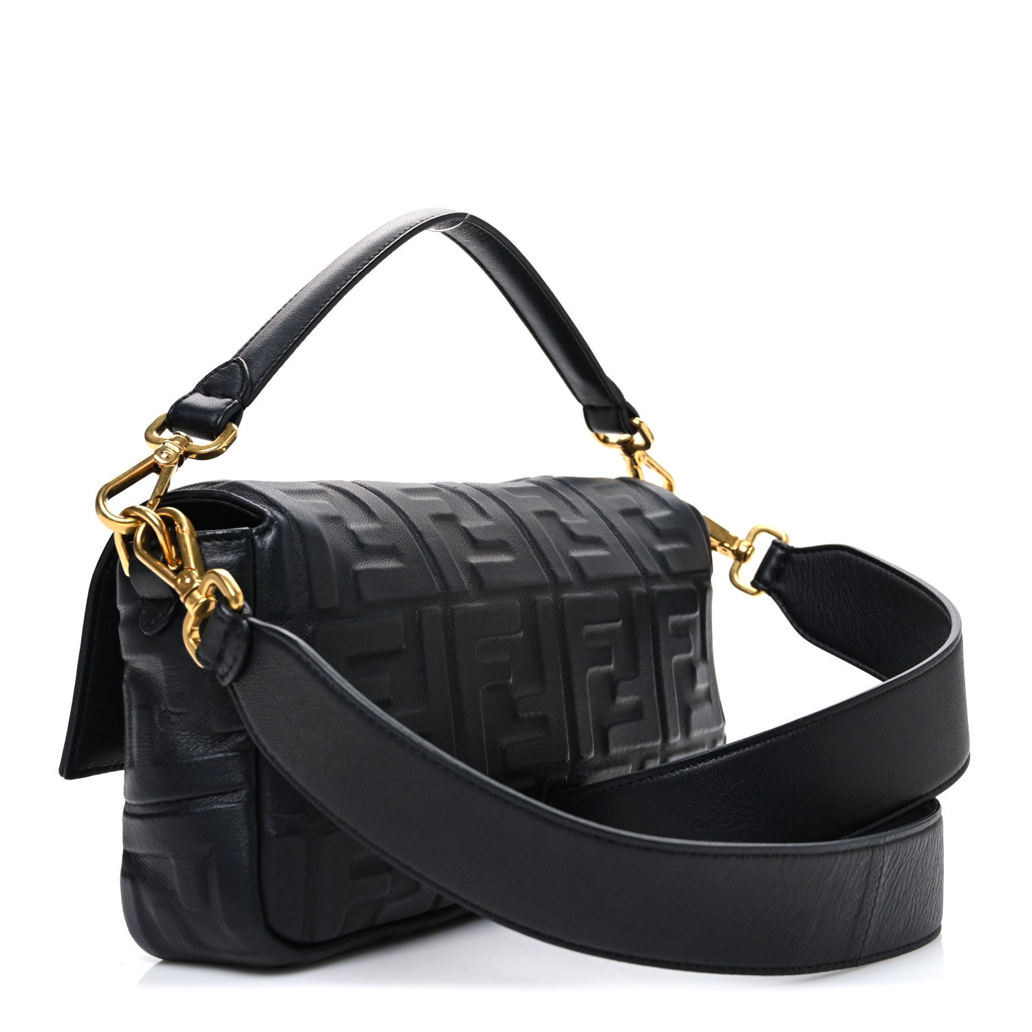 Fendi Nappa FF 1974 Embossed Baguette Black 3 of 11