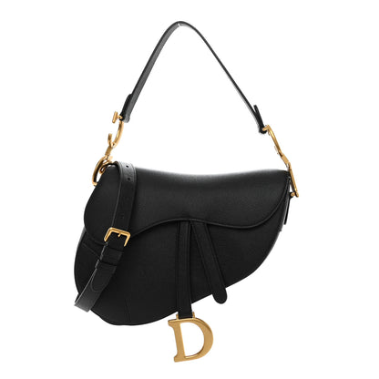 Christian Dior Grained Calfskin Saddle Bag With Strap Black 1 of 8