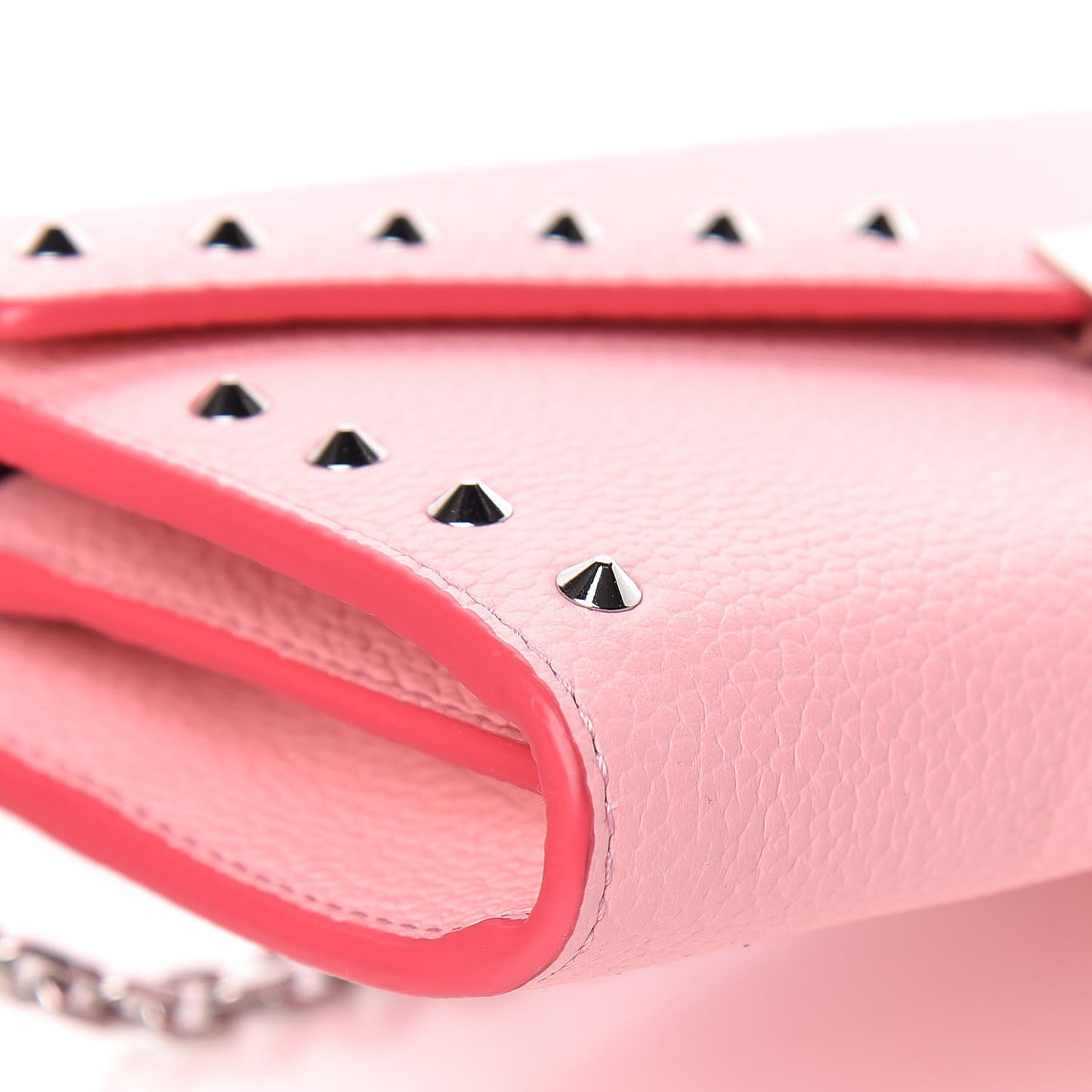 Calfskin Studded Patricia Wallet On Chain Pink