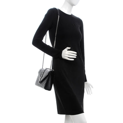 Saint Laurent Grain De Poudre Textured Mixed Matelasse Triquilt Medium Monogram Satchel Black 2 of 8