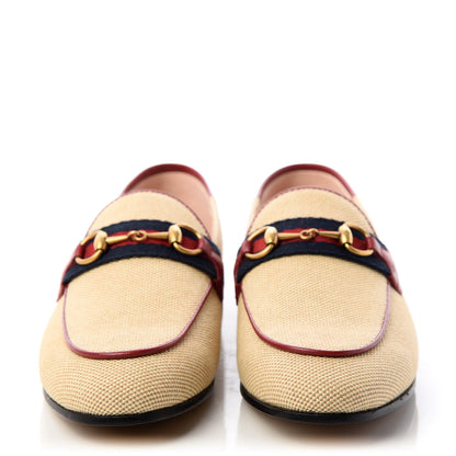 Gucci Canvas Malaga Kid Web Womens Horsebit Brixton Loafers 37 Sand Romantic Cerise 2 of 11