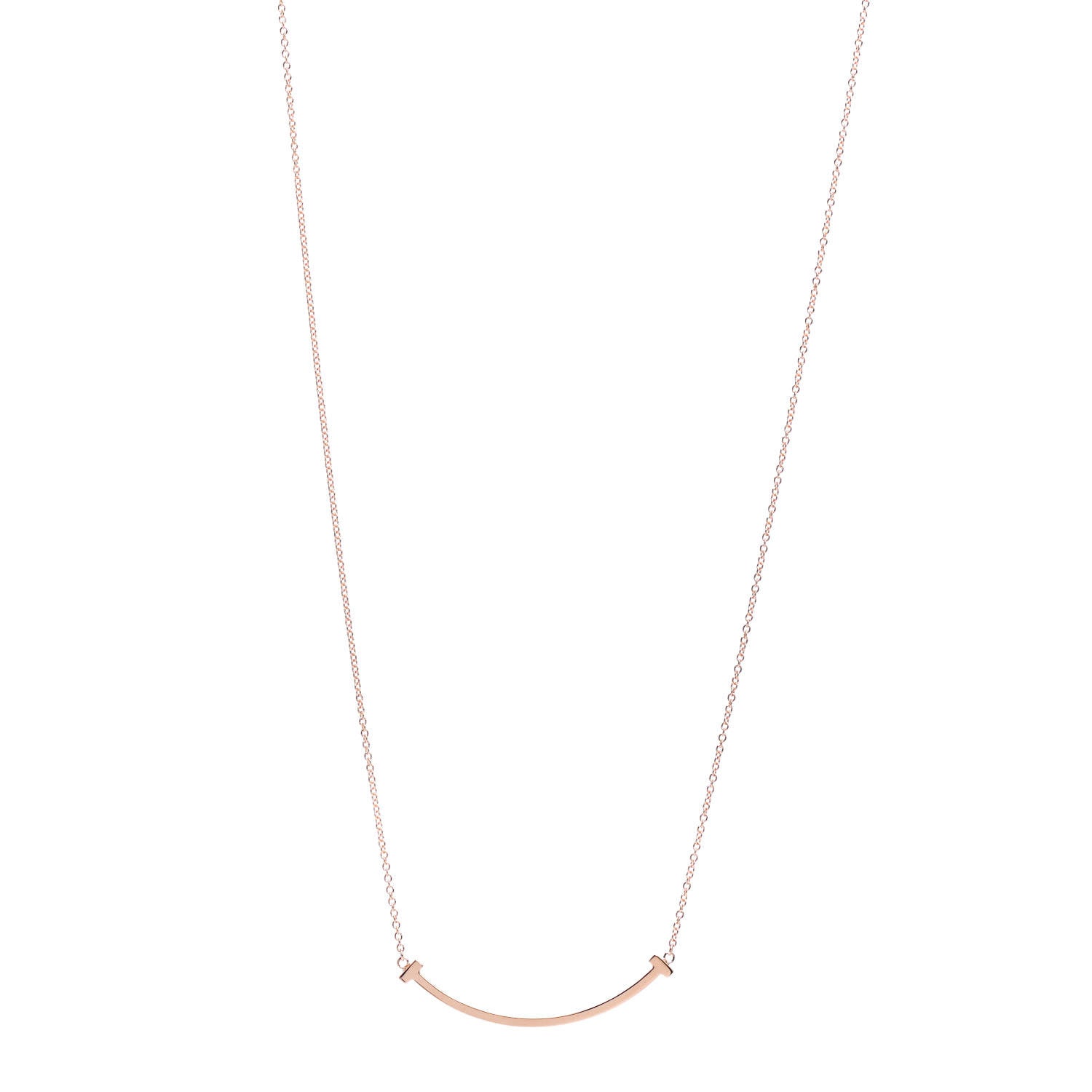 Tiffany 18K Rose Gold Small T Smile Pendant Necklace 1 of 4