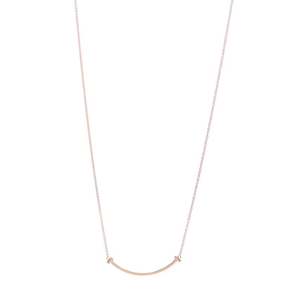 Tiffany 18K Rose Gold Small T Smile Pendant Necklace 1 of 4