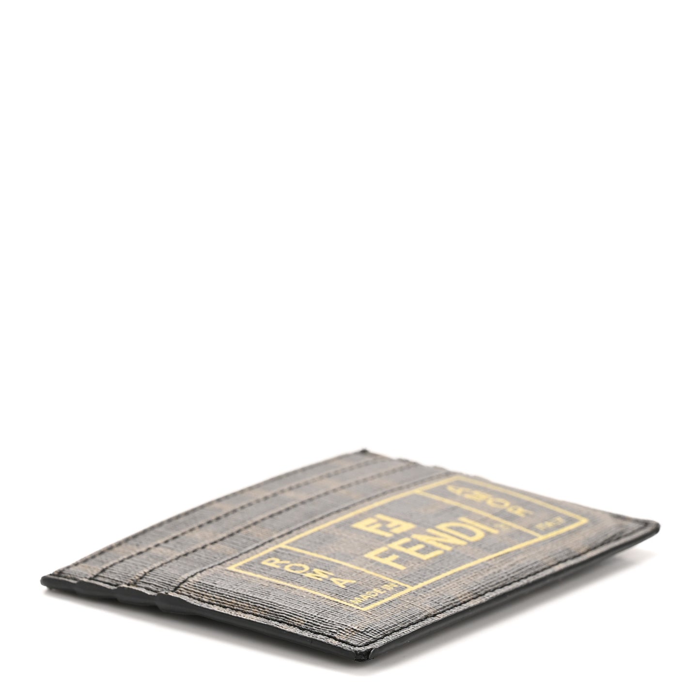 Glazed Fabric FF 1974 Roma Amor Card Holder Tobacco Limone