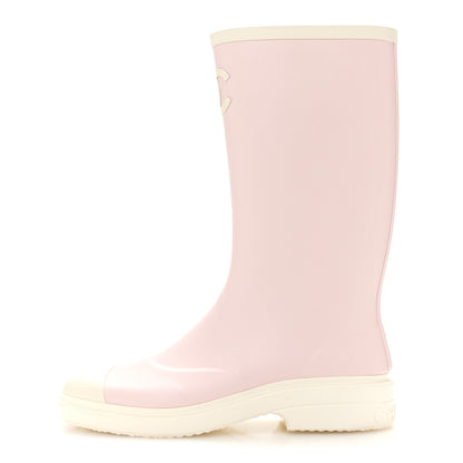 Chanel Caoutchouk CC High Boots 39 Light Pink White 1 of 10