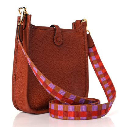 Hermes Taurillon Clemence Maxi Quadrille Evelyne TPM Cuivre Capucine Parme Rouge Duchess 3 of 10