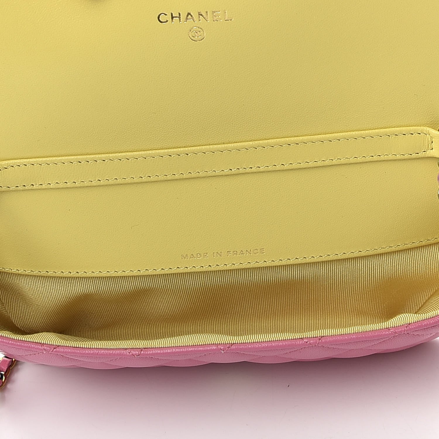 Chanel Lambskin Quilted Glasses Case With Chain Pink Yellow 5 of 10