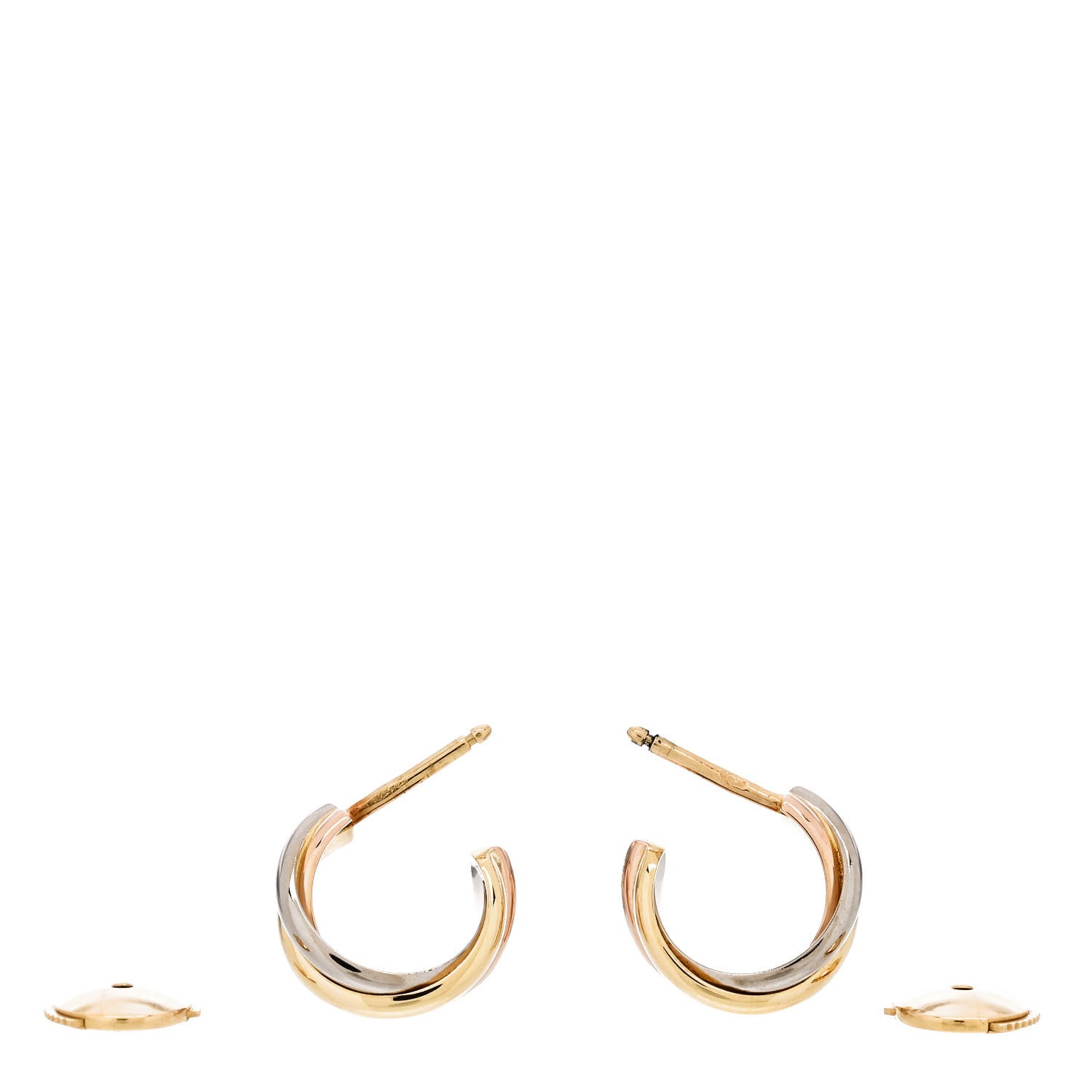 Cartier 18K Pink Yellow White Gold Small Trinity Hoop Earrings 3 of 5