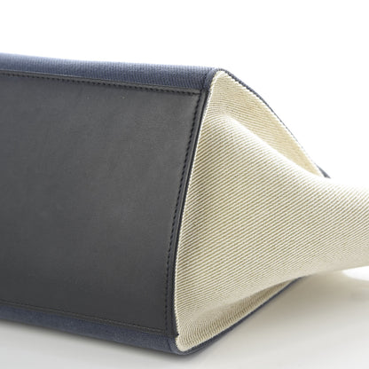 Celine Smooth Calfskin Linen Small Tri-Color Trapeze Black Navy Blue 6 of 8