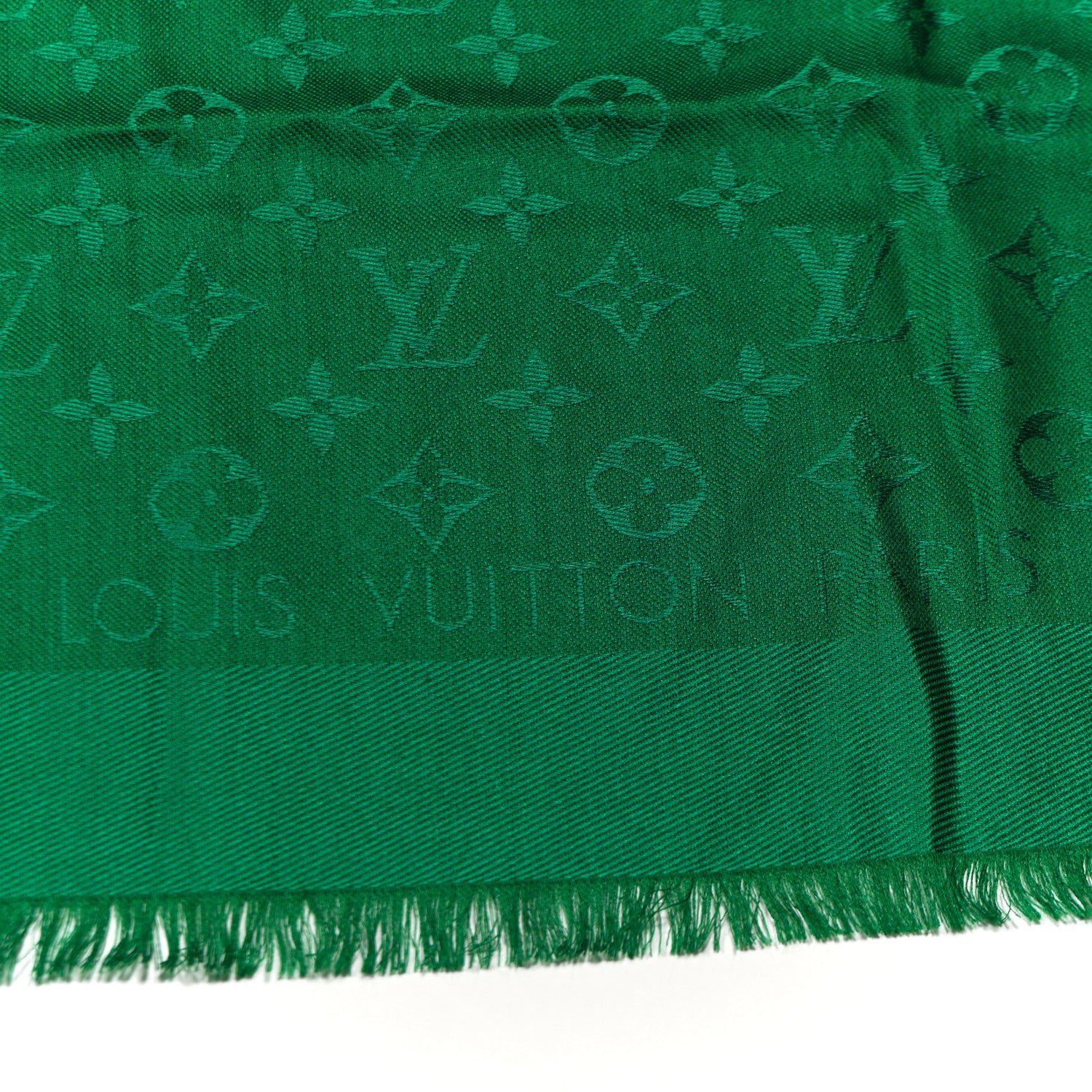 Louis Vuitton Silk Wool Monogram Shawl Green 2 of 4
