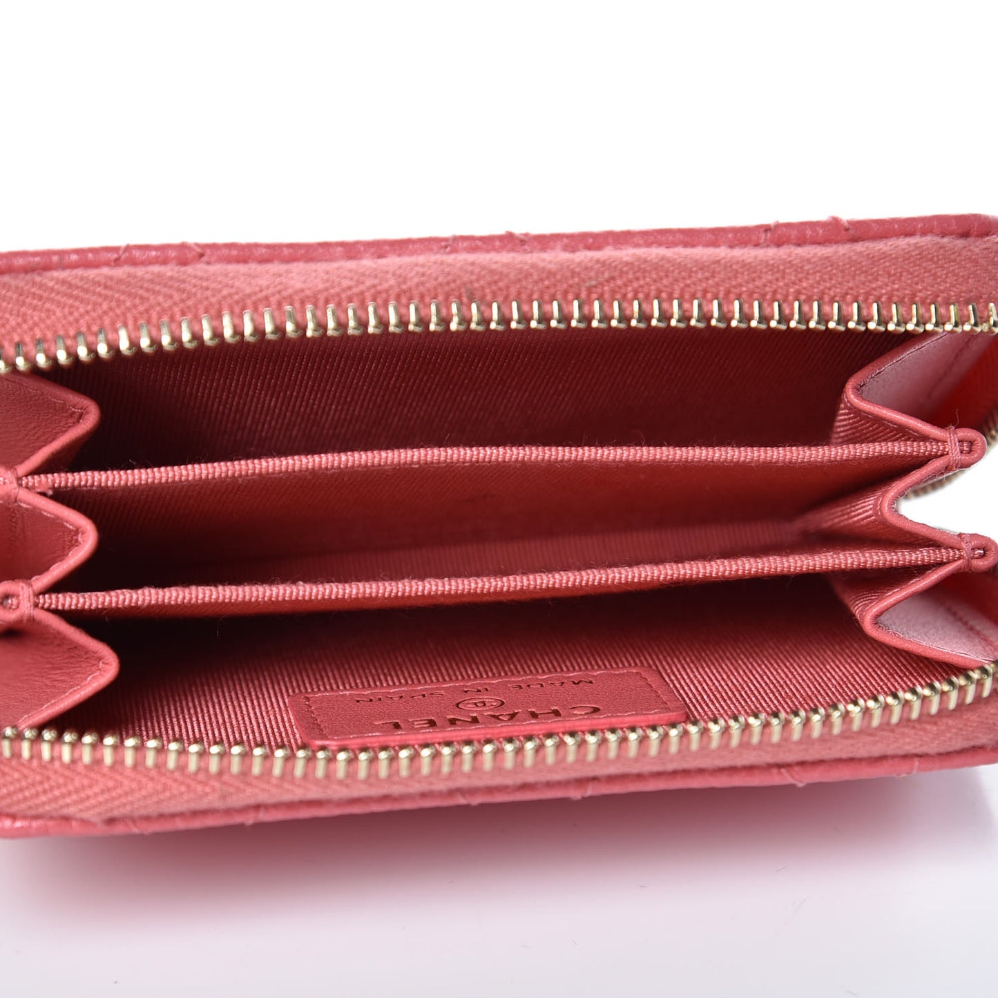 Caviar Quilted Zip Coin Purse Dark Pink