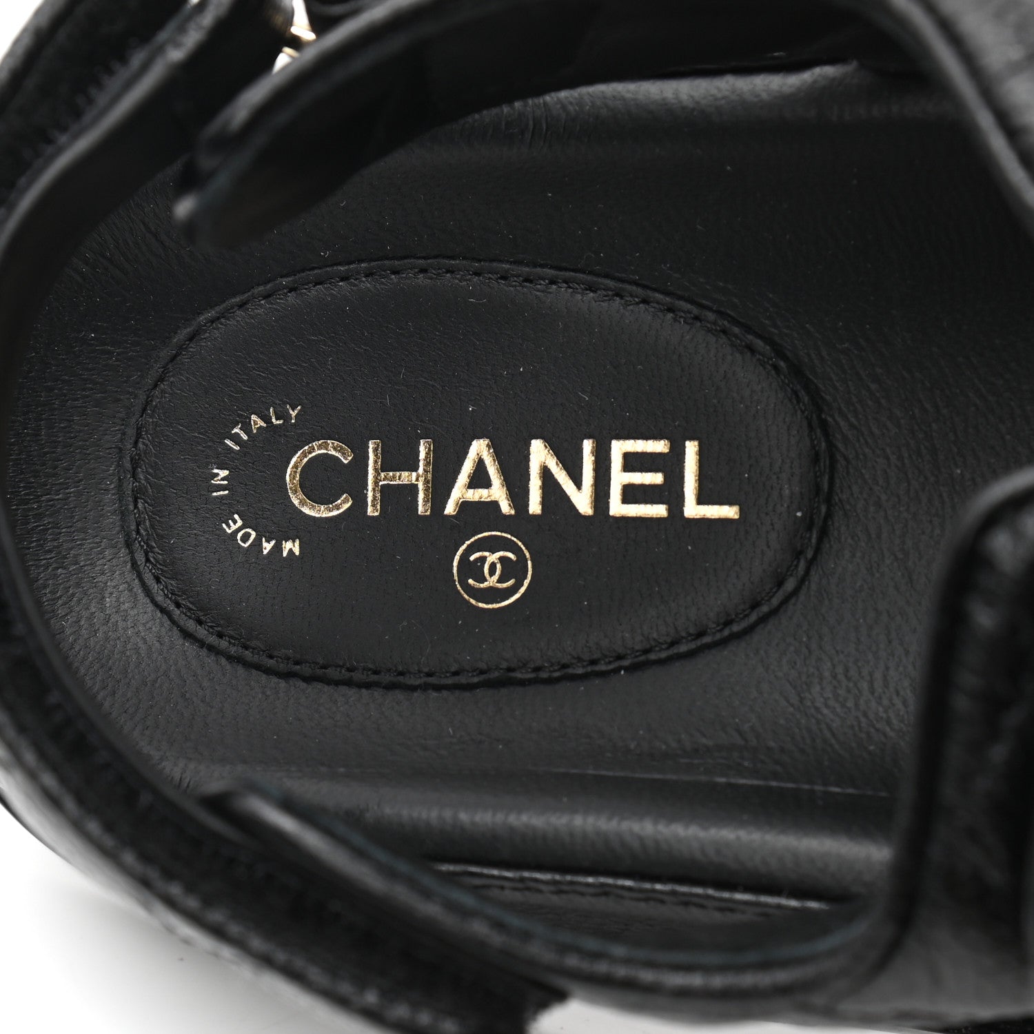 Chanel Grained Calfskin Velcro Dad Sandals 37.5 Black 7 of 8