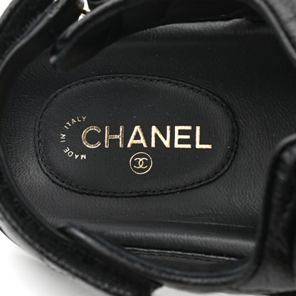 Chanel Grained Calfskin Velcro Dad Sandals 37.5 Black 7 of 8