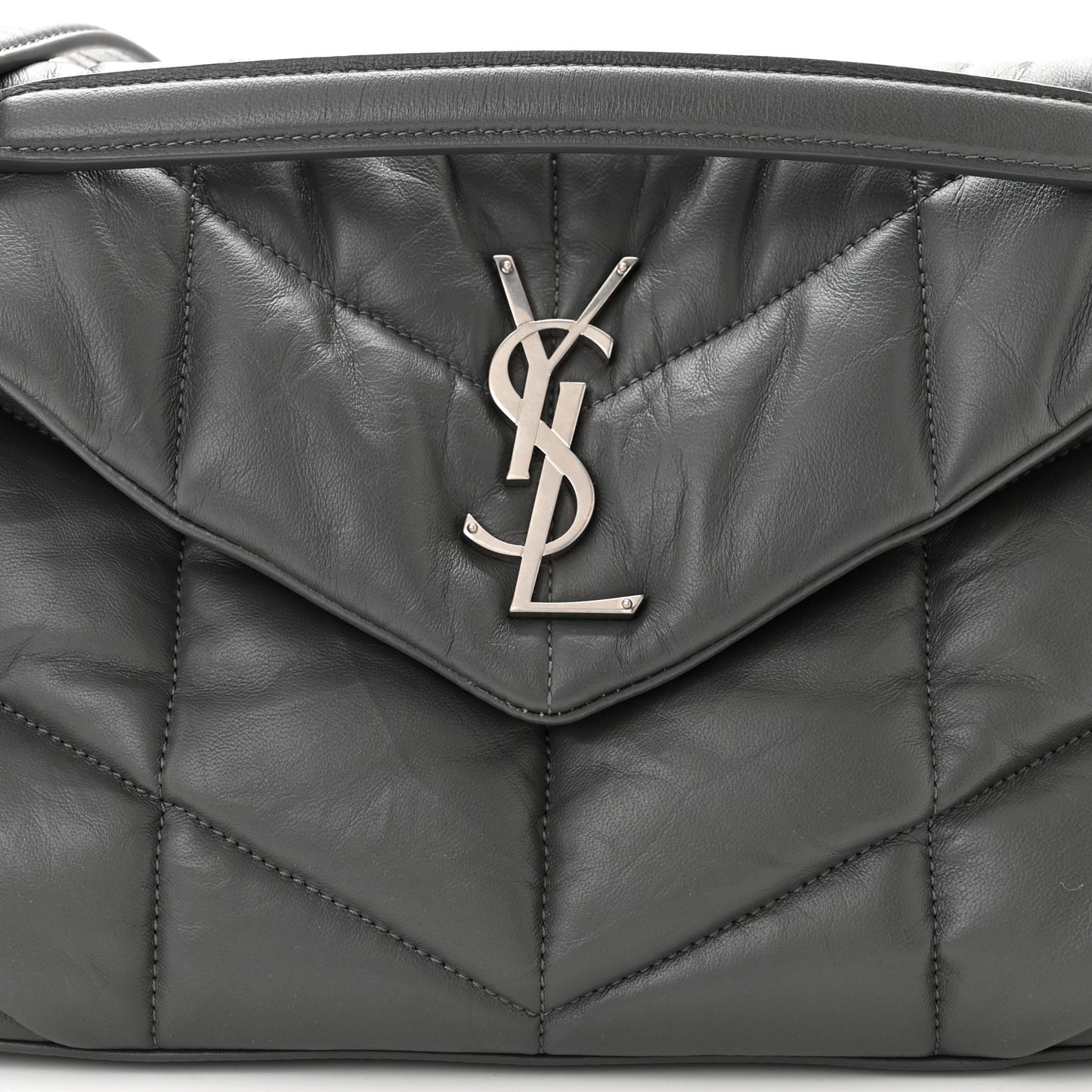 Lambskin Quilted Small Loulou Puffer Monogram Chain Satchel Concrete