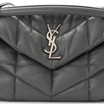 Saint Laurent Lambskin Quilted Small Loulou Puffer Monogram Chain Satchel Concrete 8 of 10
