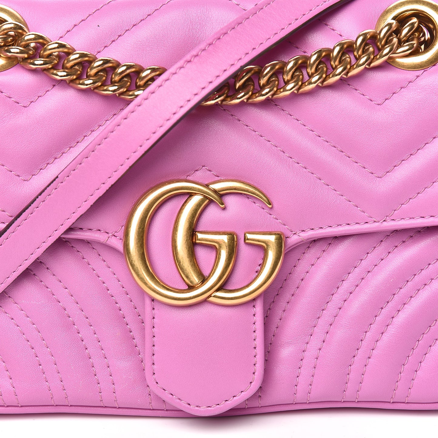Calfskin Matelasse Mini GG Marmont Shoulder Bag Candy Mousse