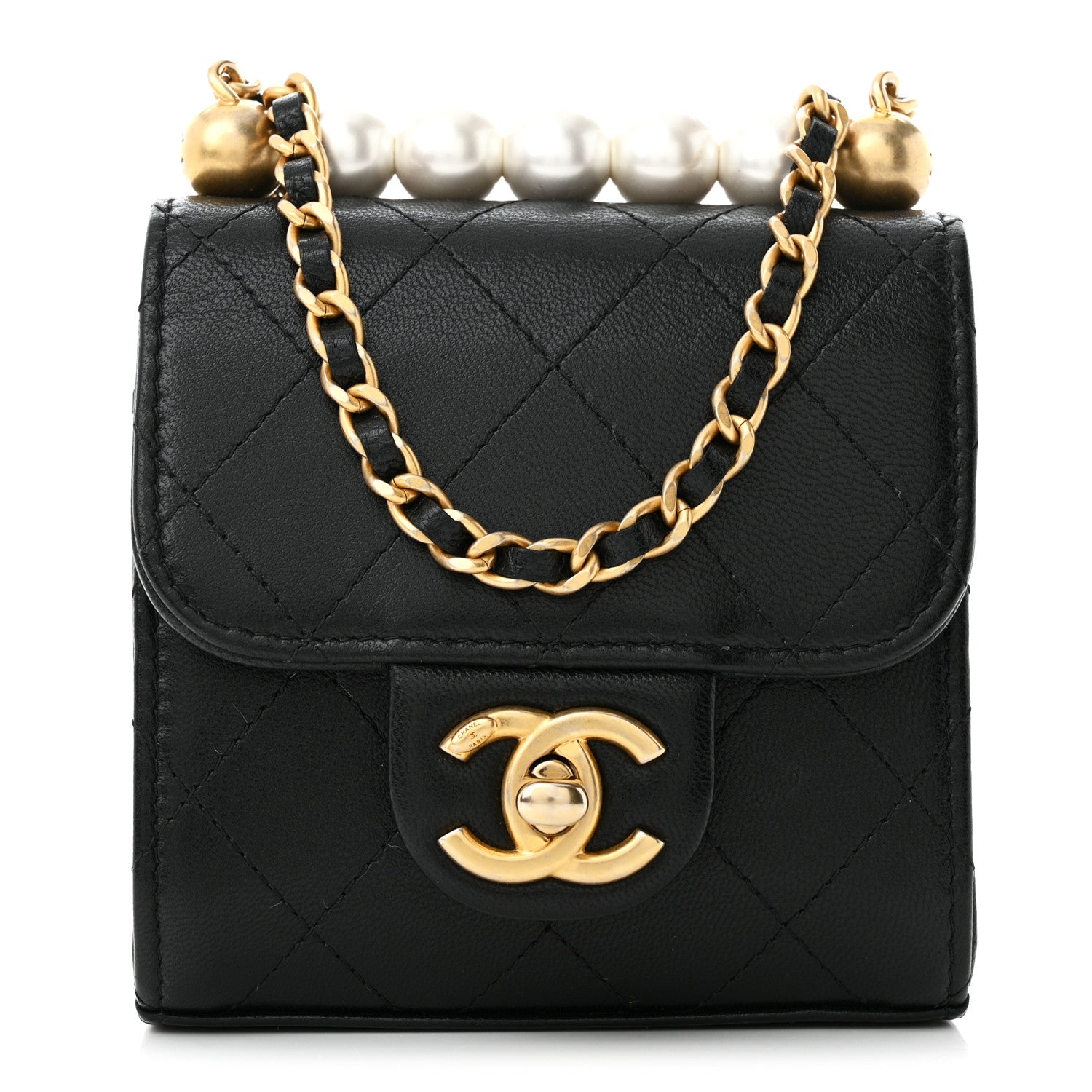 Chanel Goatskin Chic Pearls Clutch On Chain Black 1 of 11