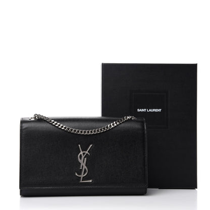 Saint Laurent Grain De Poudre Medium Classic Monogram Kate Satchel Black 11 of 11