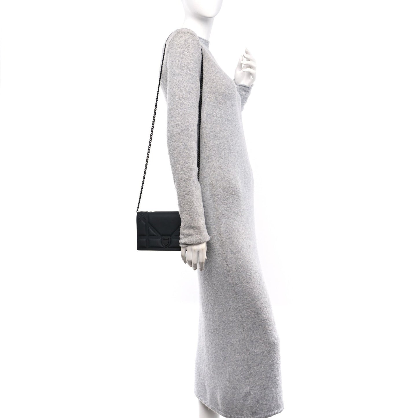 Ultra Matte Calfskin Diorama Wallet on Chain Pouch Black