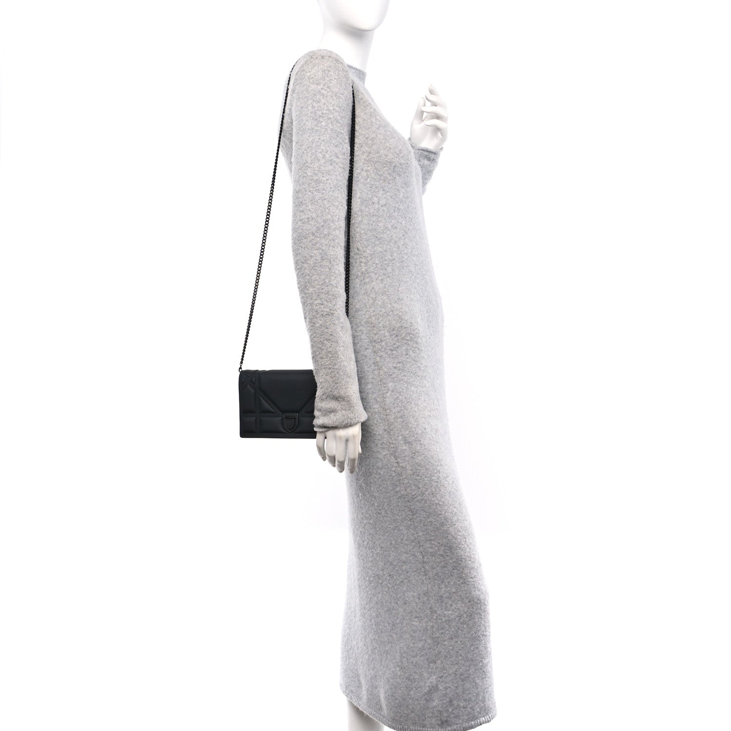 Christian Dior Ultra Matte Calfskin Diorama Wallet on Chain Pouch Black 2 of 11
