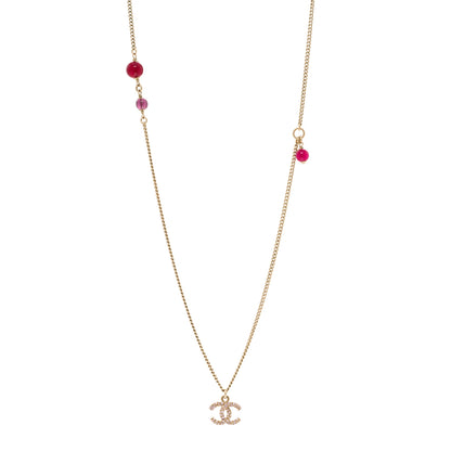 Chanel Crystal CC Pendant Necklace Purple Light Gold 1 of 5