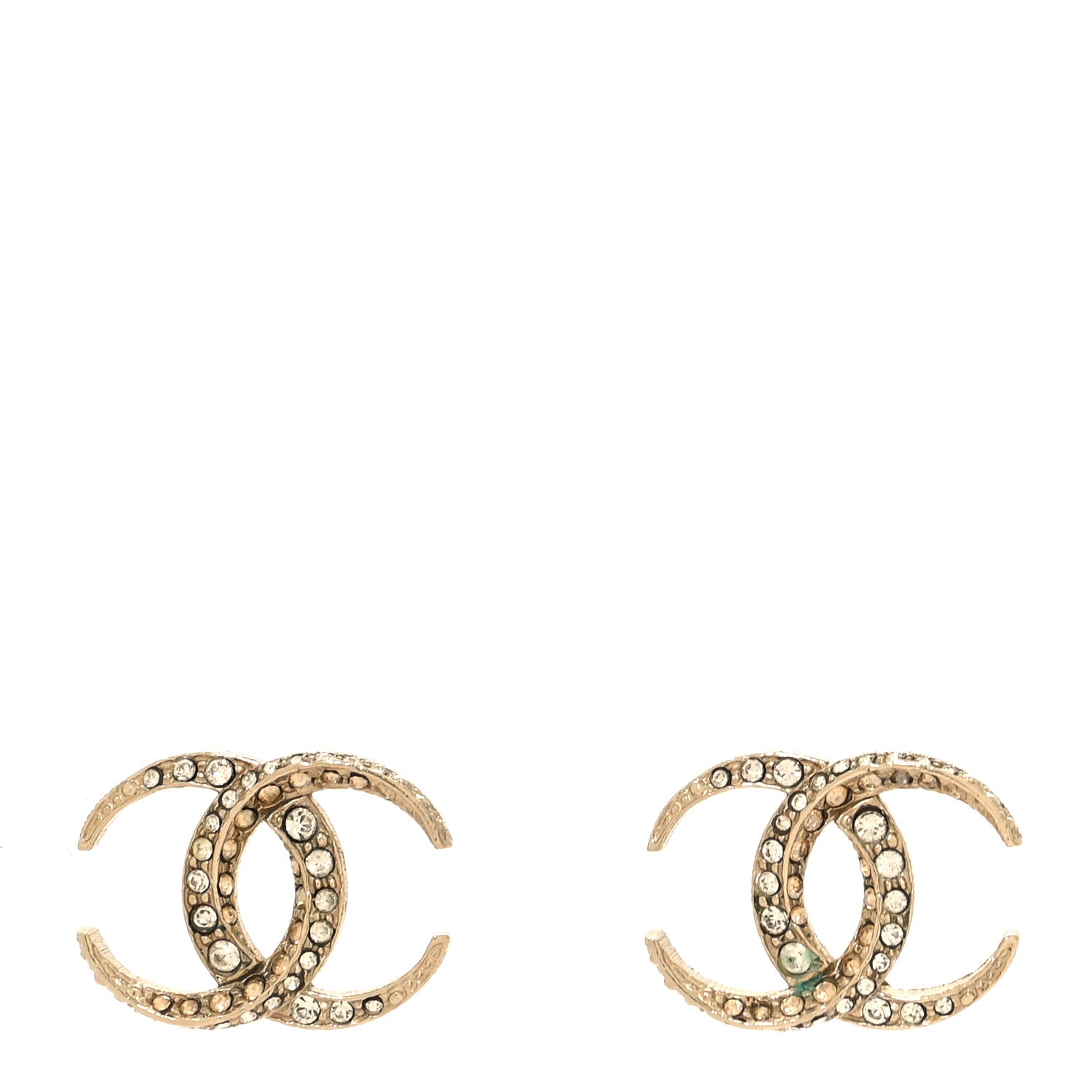 Chanel Crystal CC Earrings Gold 1 of 5