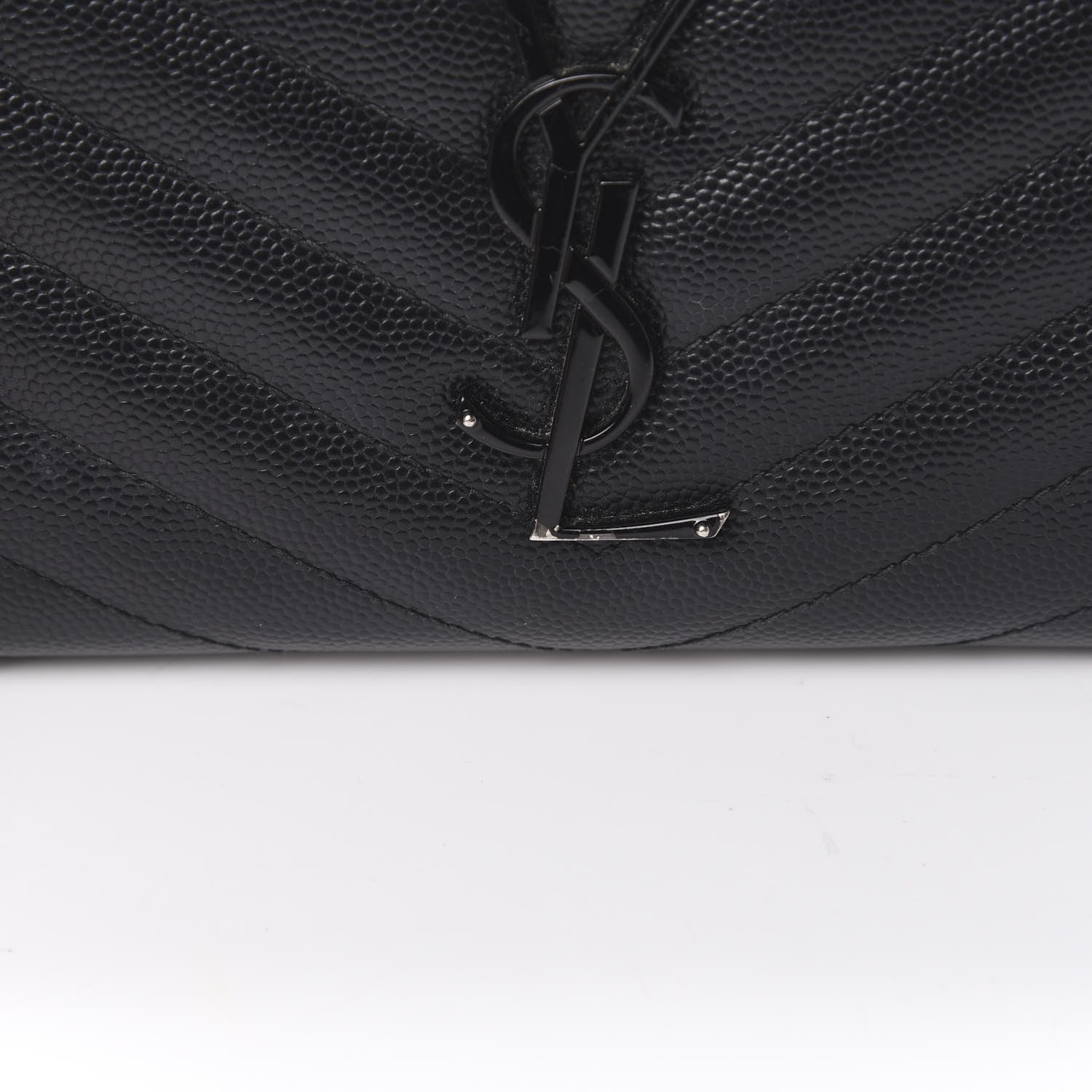 Saint Laurent Grain De Poudre Matelasse Chevron Monogram Zip Around Wallet Black 8 of 10