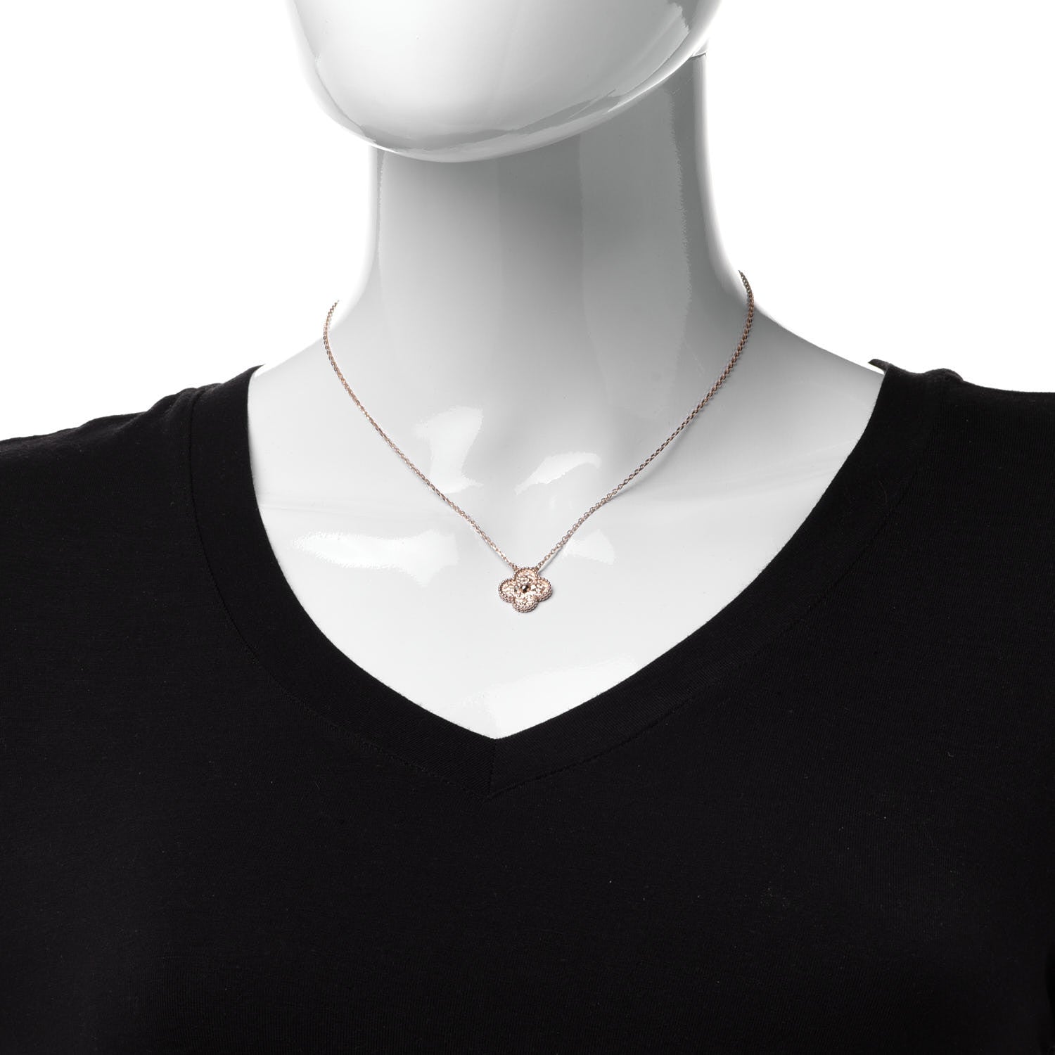 Van Cleef & Arpels 18K Rose Gold Vintage Alhambra Pendant Necklace 2 of 6