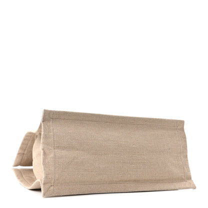 Saint Laurent Linen Calfskin Small Rive Gauche Tote Greggio Natural 4 of 10