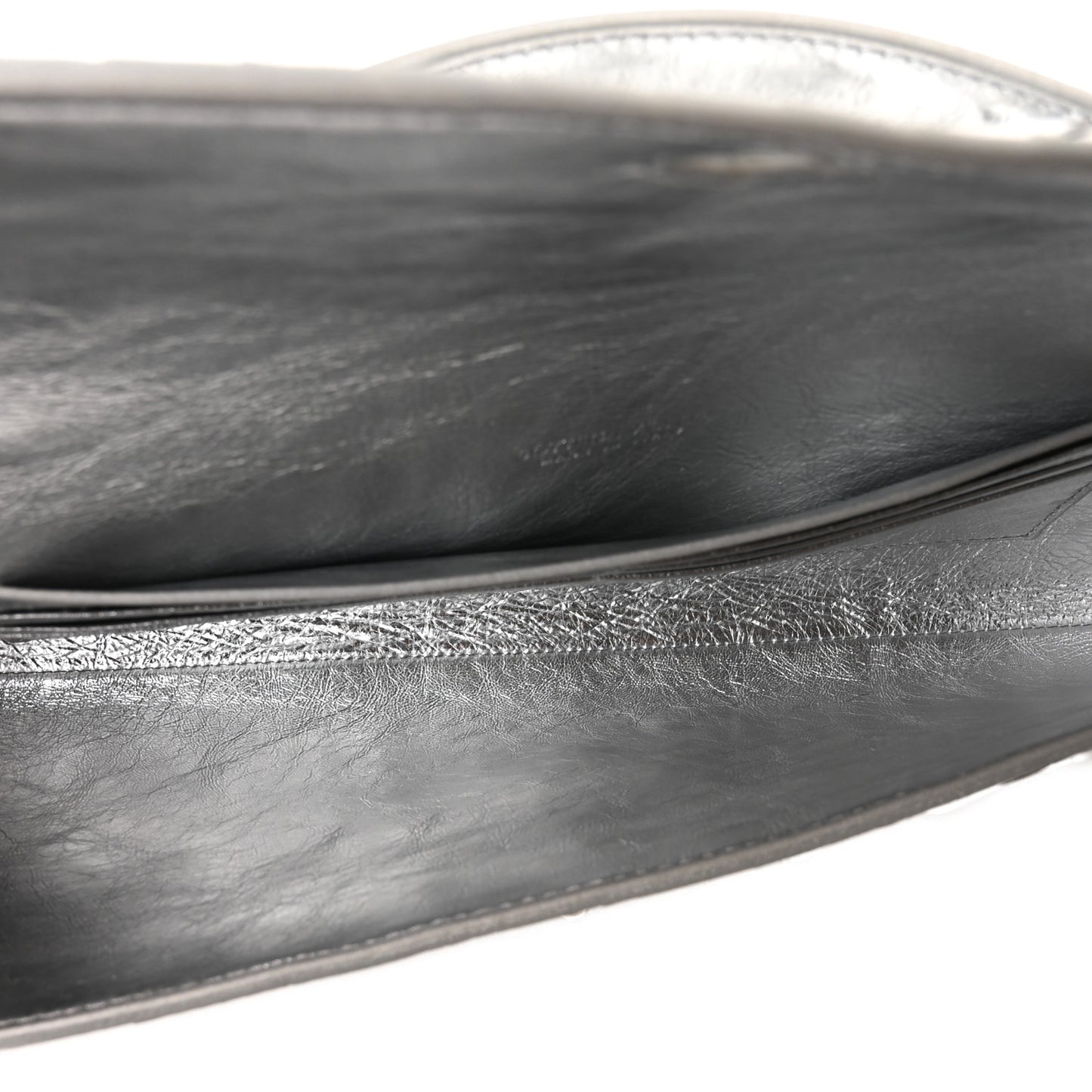 Metallic Nappa Intrecciato Long Andiamo Top Handle Silver