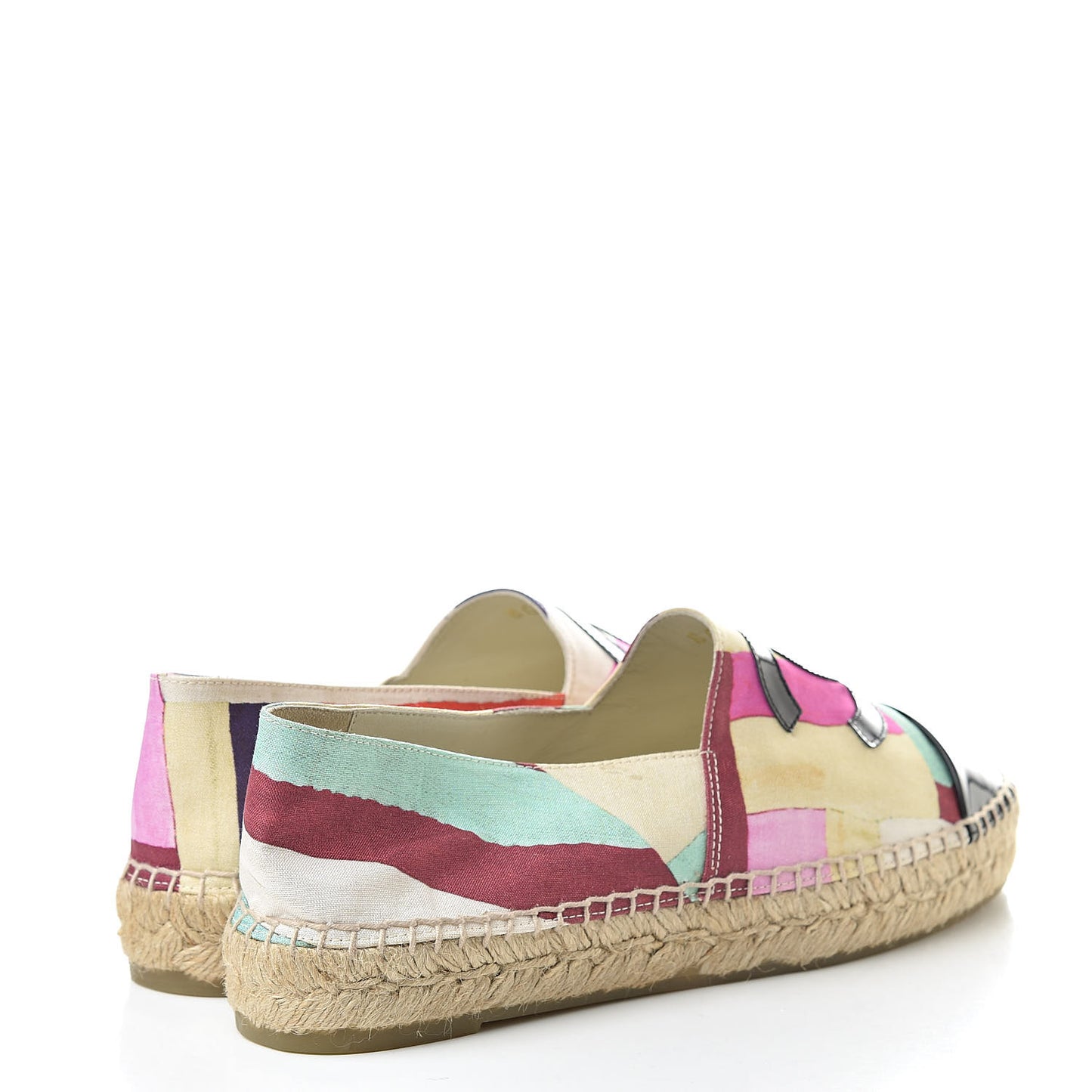 Patent Fabric Striped CC Espadrilles 39 Multicolor Black