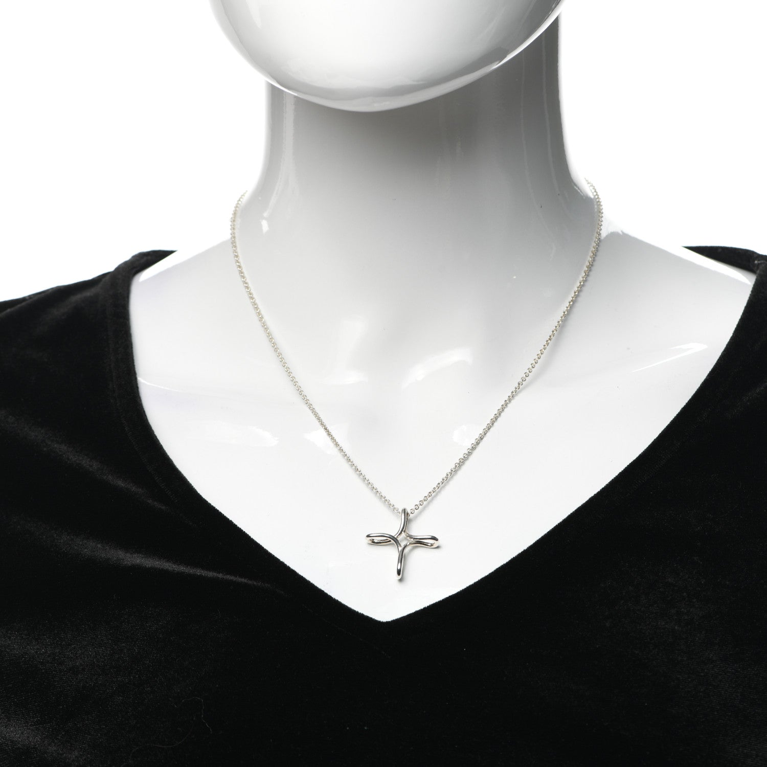 Tiffany Sterling Silver Elsa Peretti Infinity Cross Pendant Necklace 2 of 5