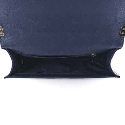 Chanel Caviar Quilted New Medium Boy Flap Dark Navy Blue 4 of 11