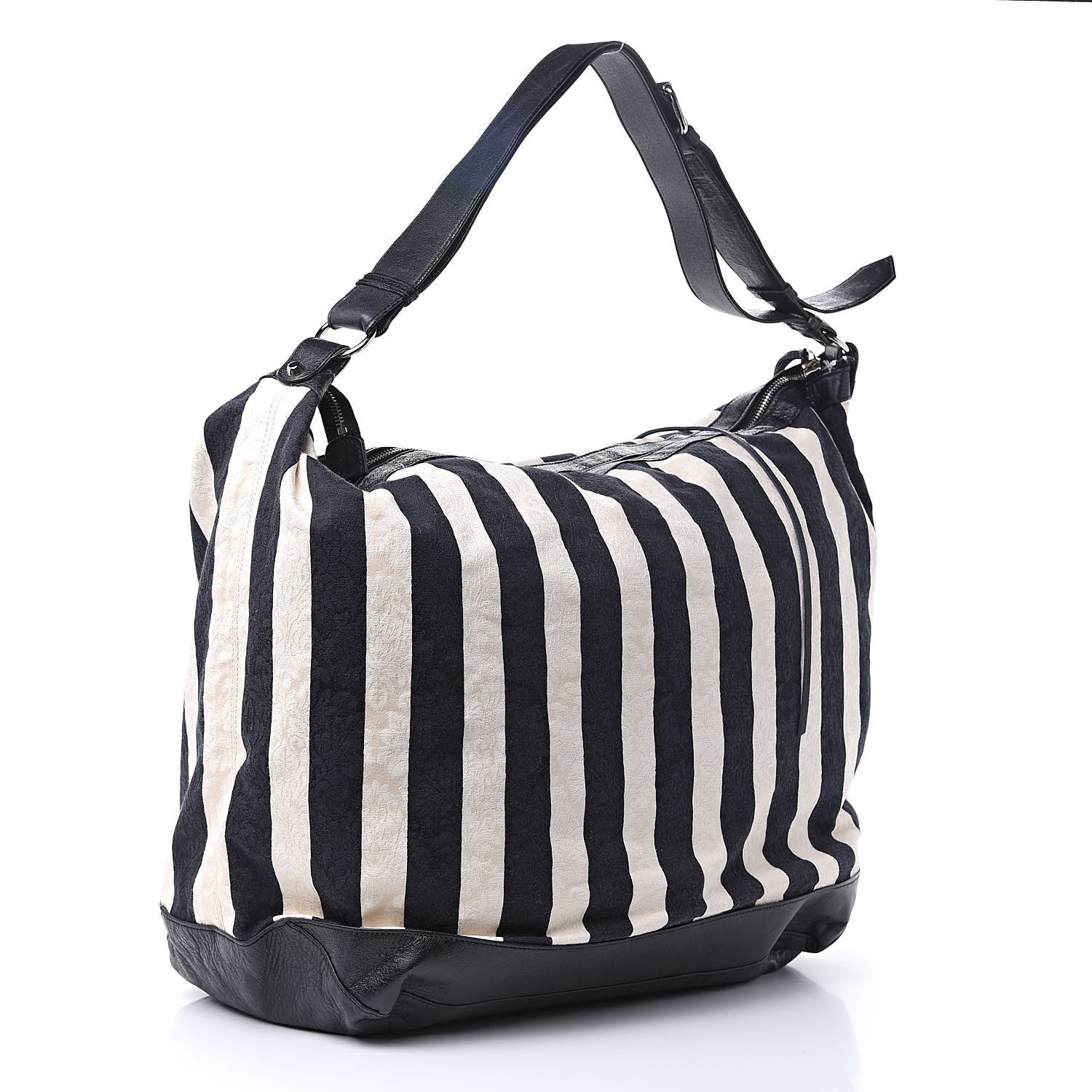 Balenciaga Agneau Damask Stripe Courier Black White 3 of 15