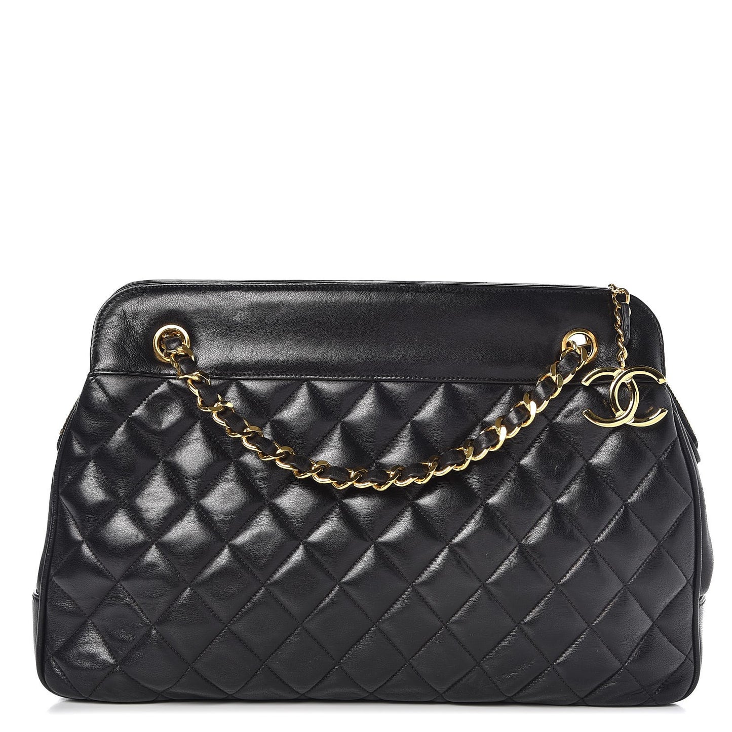Lambskin Quilted Shoulder Bag Black