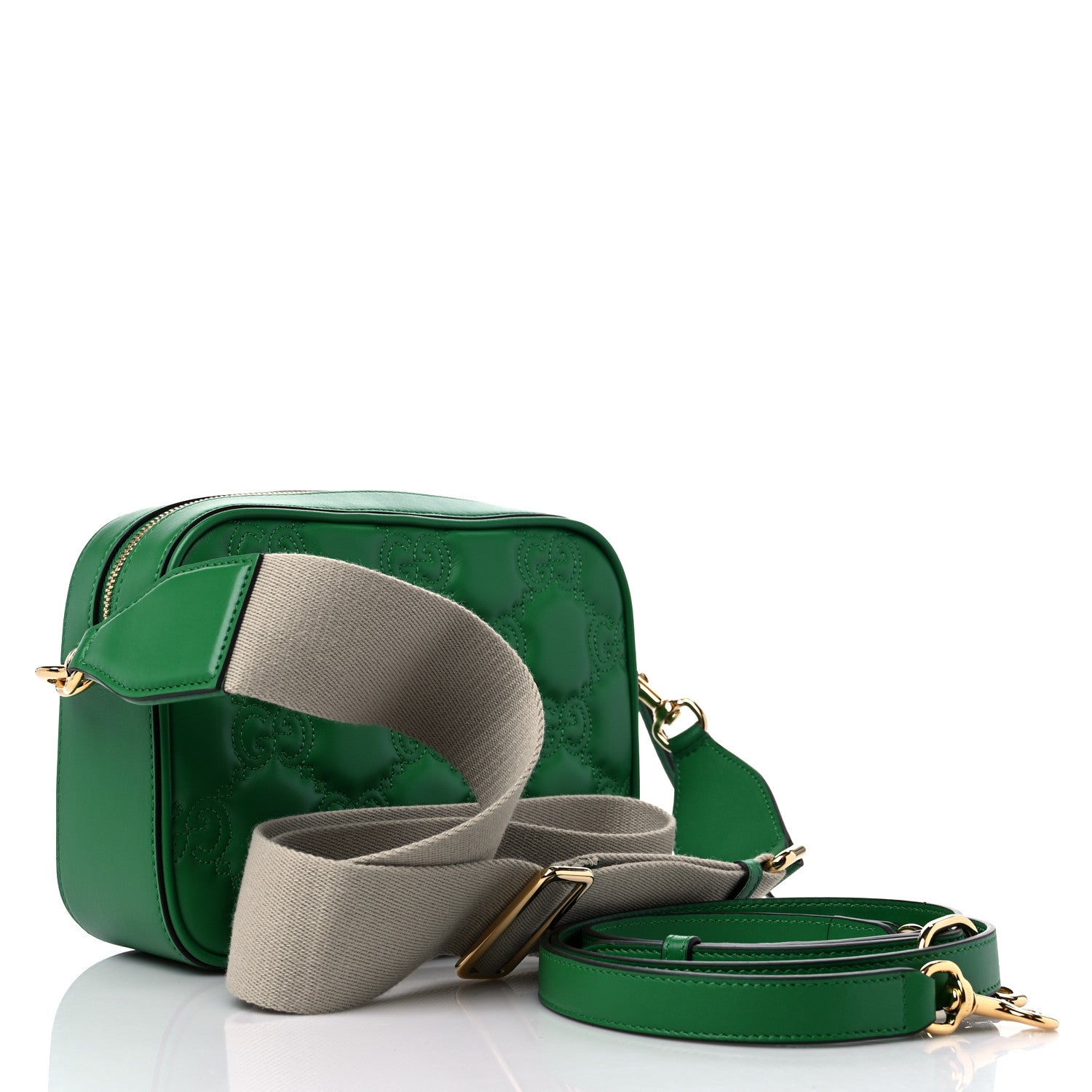 Gucci Calfskin GG Matelasse Shoulder Bag Spring Green Natural 3 of 11