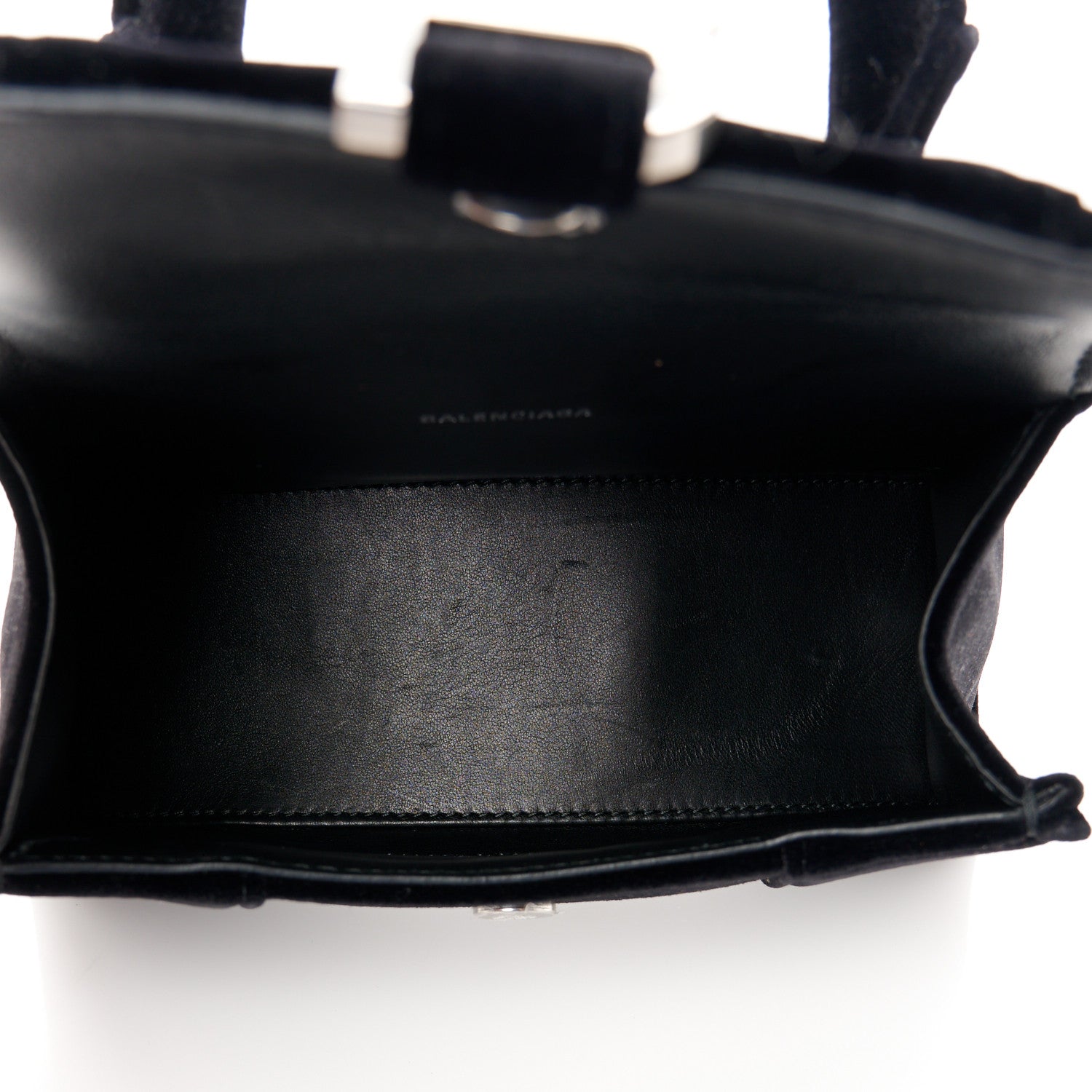 Balenciaga Velvet Jersey Hourglass Top Handle Bag XS Black 4 of 8