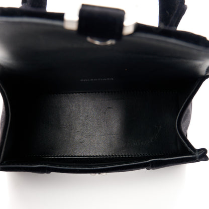 Balenciaga Velvet Jersey Hourglass Top Handle Bag XS Black 4 of 8