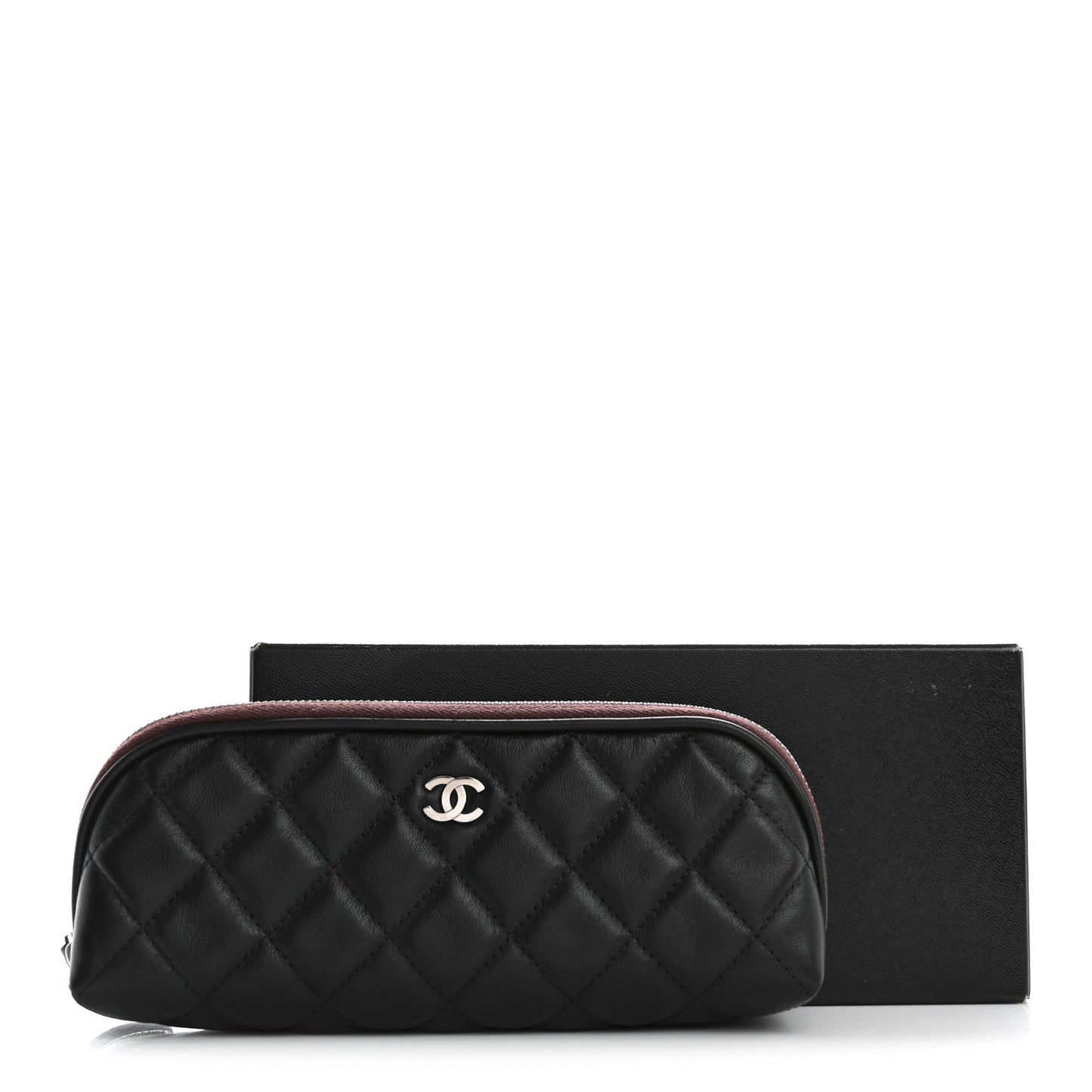Lambskin Quilted Cosmetic Case Black