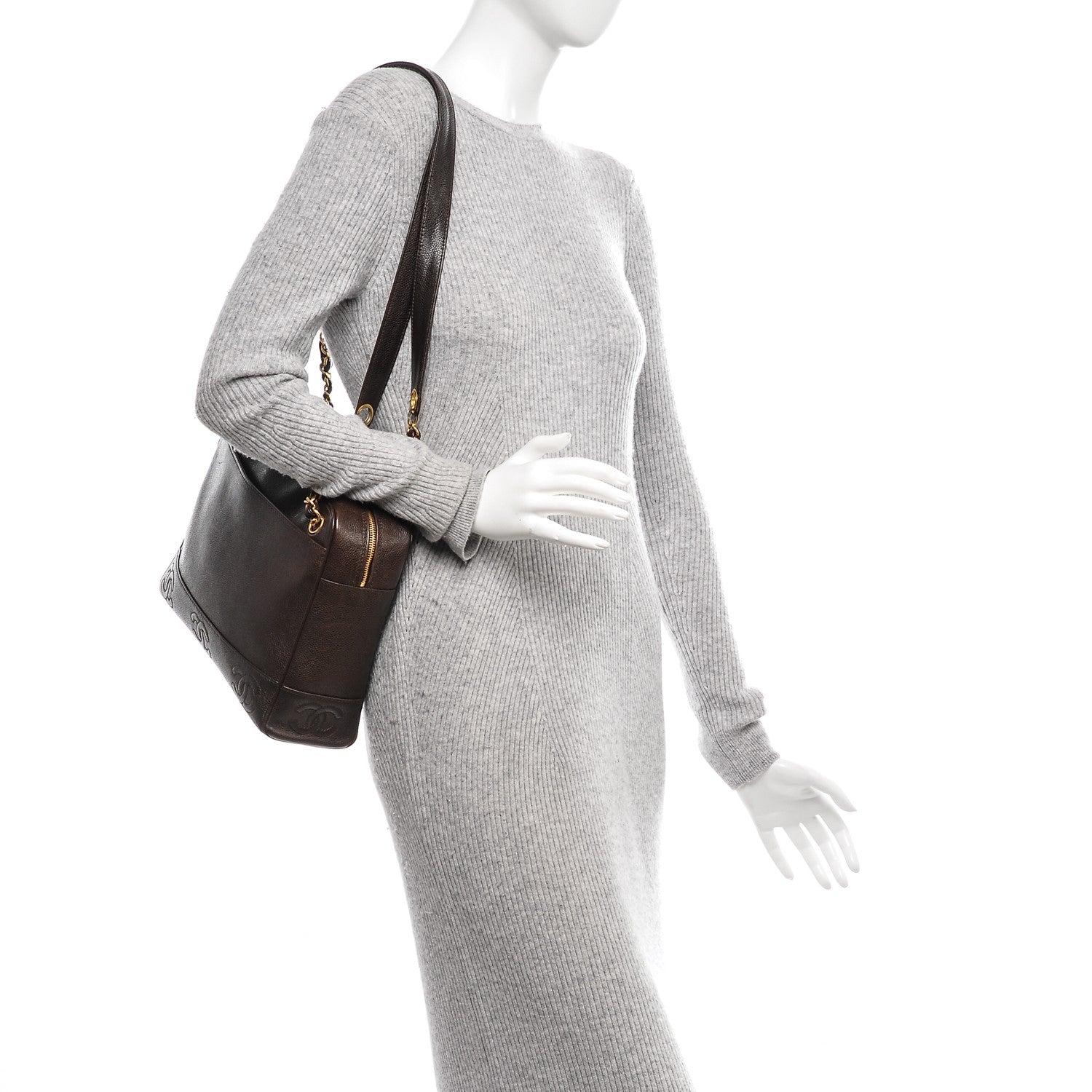 Chanel Caviar Shoulder Bag Brown 2 of 6