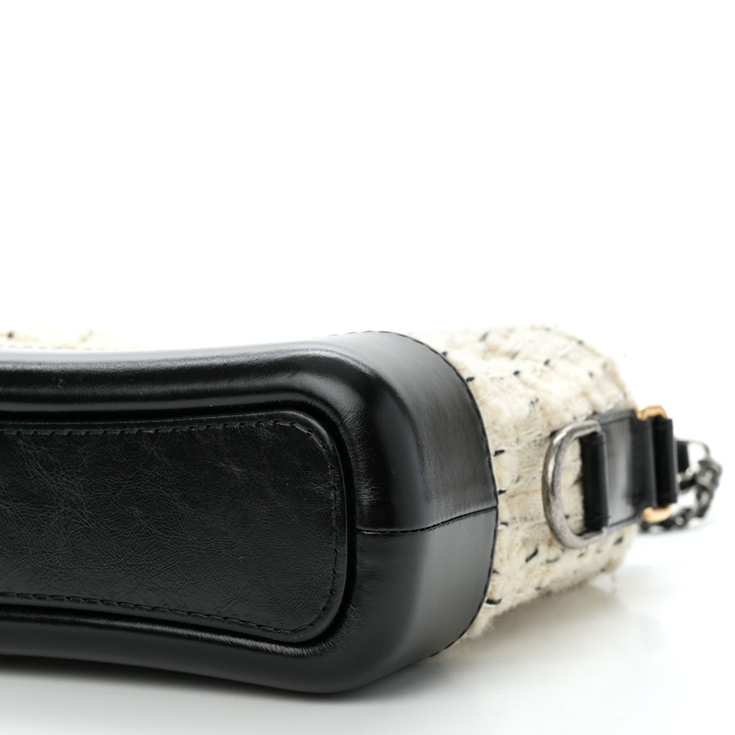 Tweed Calfskin Quilted Small Gabrielle Hobo Ivory Black