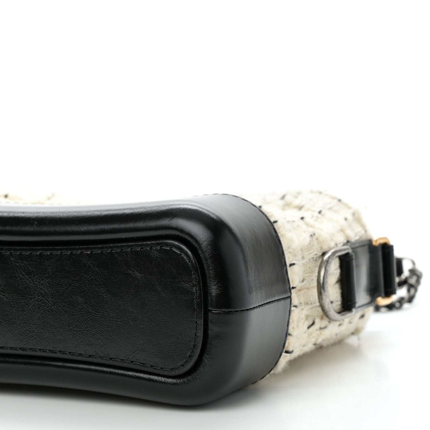 Chanel Tweed Calfskin Quilted Small Gabrielle Hobo Ivory Black 10 of 11