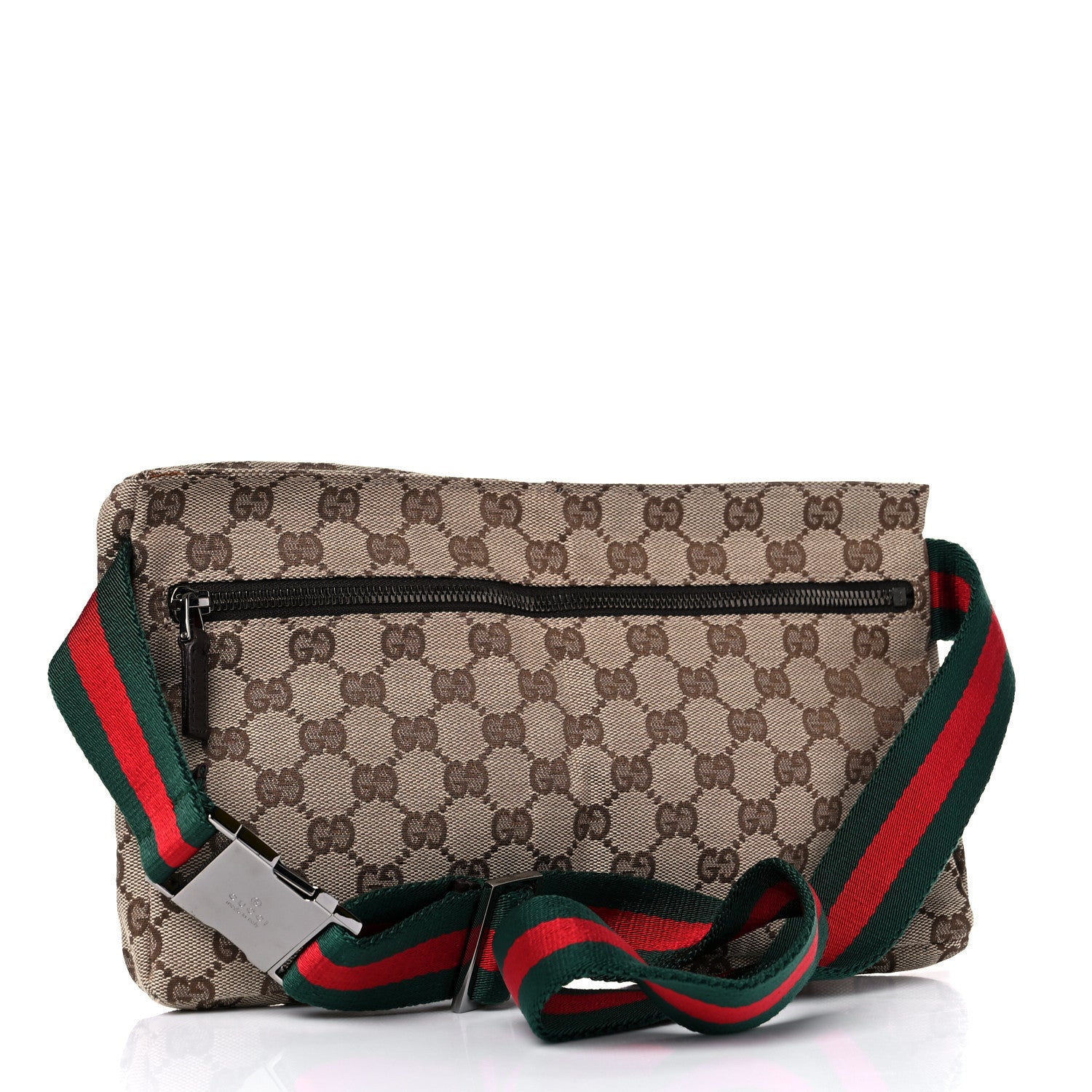 Gucci GG Monogram Web Double Pocket Belt Bag Dark Brown 3 of 12