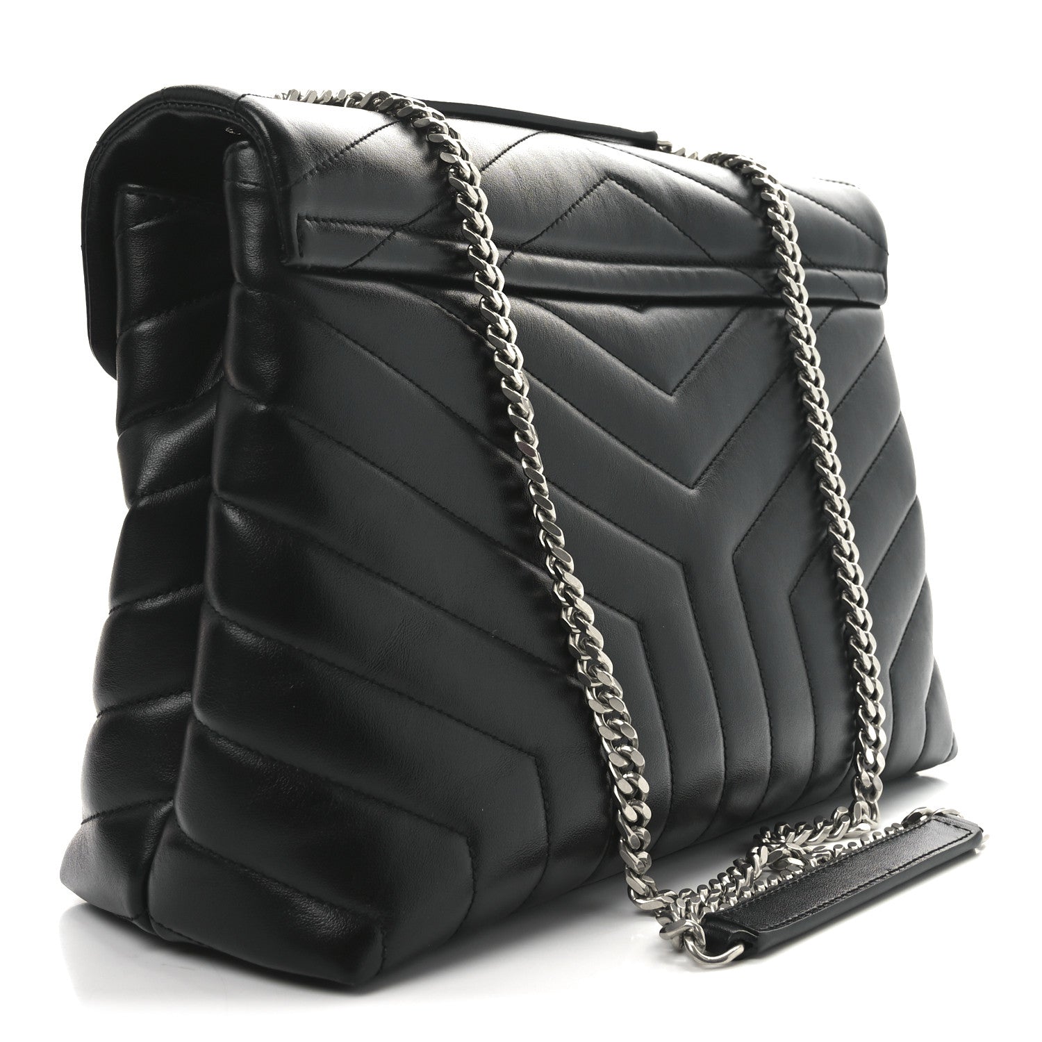 Saint Laurent Calfskin Y Quilted Monogram Medium Loulou Chain Satchel Black 3 of 10