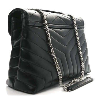 Saint Laurent Calfskin Y Quilted Monogram Medium Loulou Chain Satchel Black 3 of 10