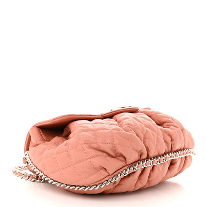 Chanel Washed Lambskin Quilted Medium Chain Around Messenger Salmon 4 of 12