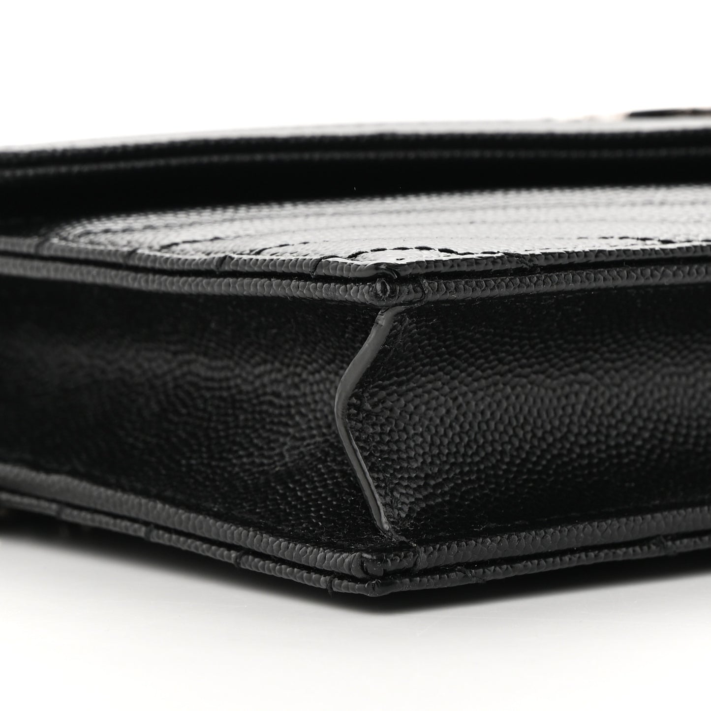 Grain De Poudre Matelasse Chevron Monogram Envelope Chain Wallet Black