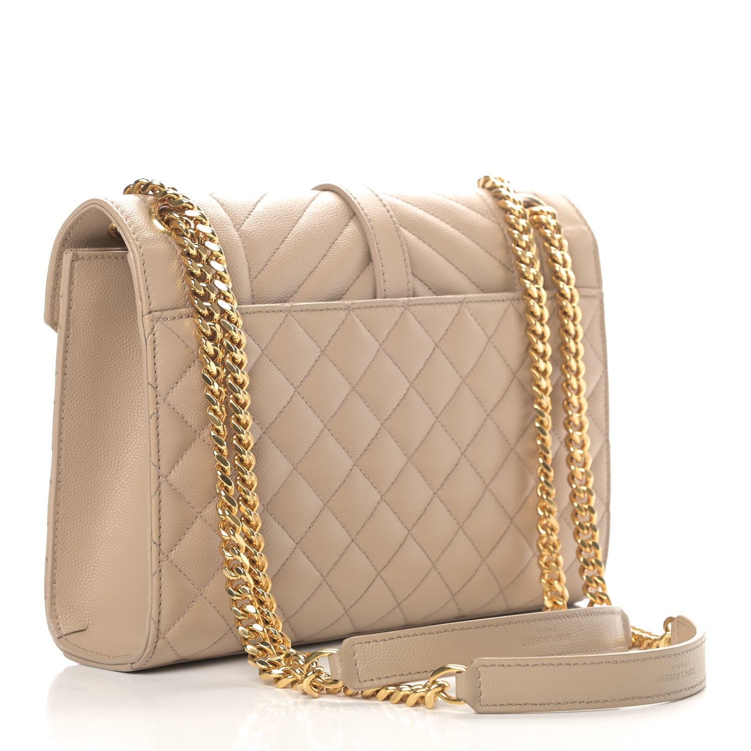 Saint Laurent Grain De Poudre Textured Mixed Matelasse Medium Triquilt Monogram Satchel Dark Beige 3 of 11