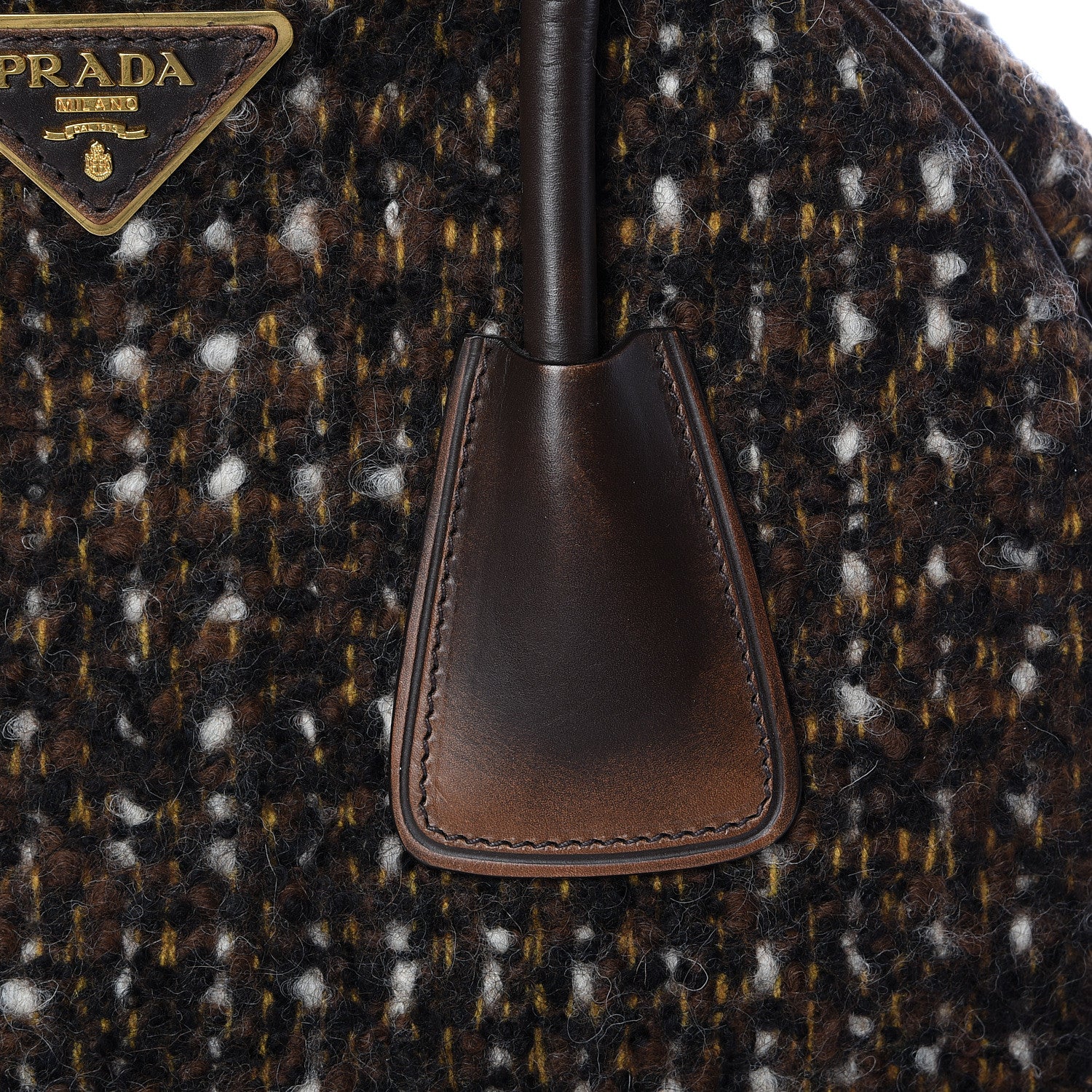 Prada Tessuto Tweed Vitello Bowling Bag Cacao Knicker 17 of 20