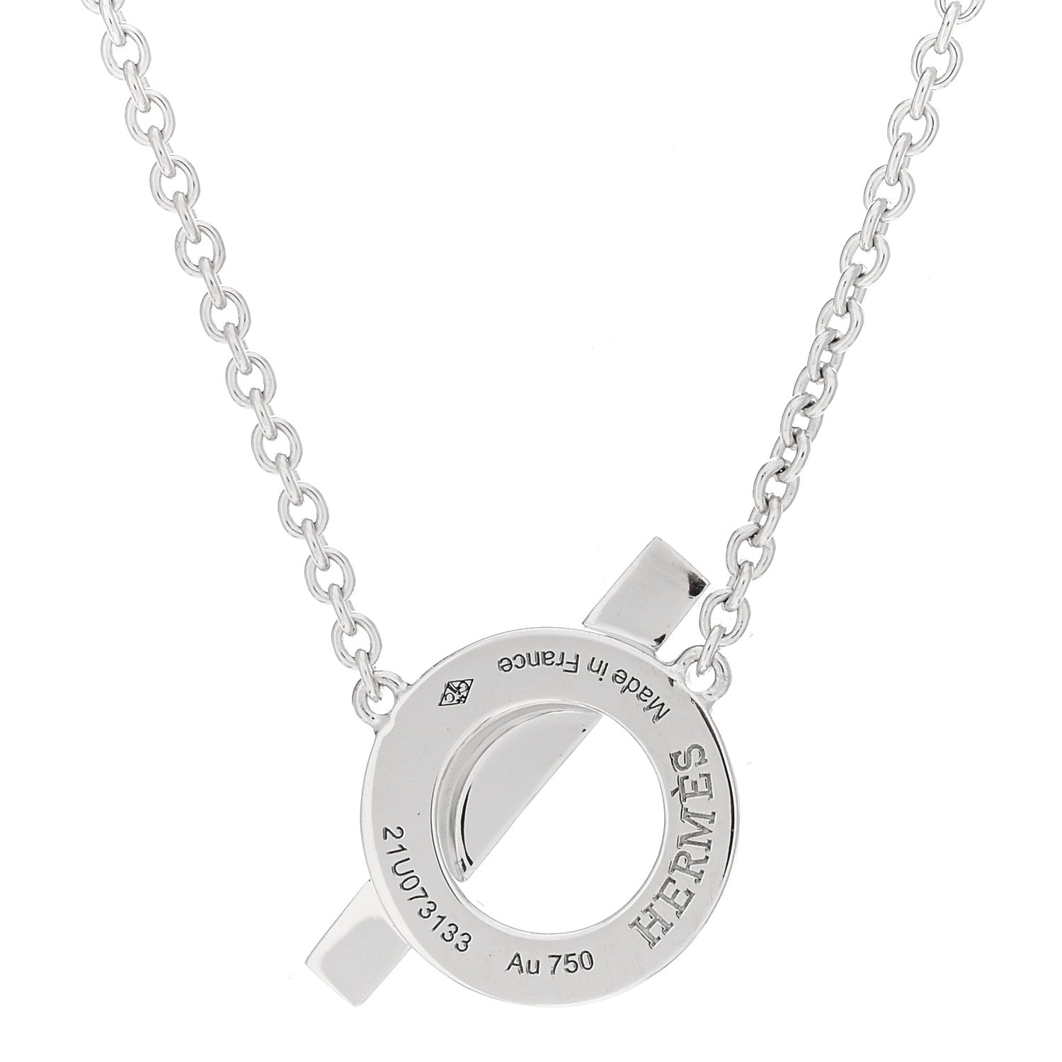 Hermes 18K White Gold Diamond Finesse Pendant Necklace 3 of 4